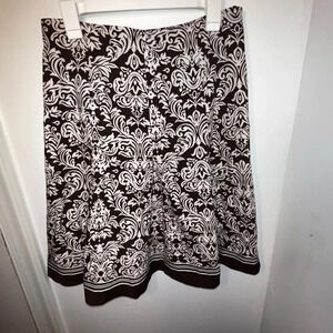 Signature by Bobby bee,12, Brown, white floral contrast, brown white striped hem